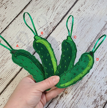 Embroidered Felt Pickle Holiday Ornament