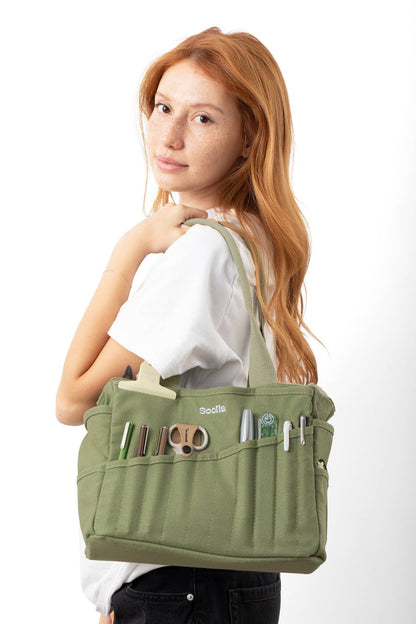Soolla Studio Artist Bag, Forest Green - For Crafts, Journaling, and Hobbies