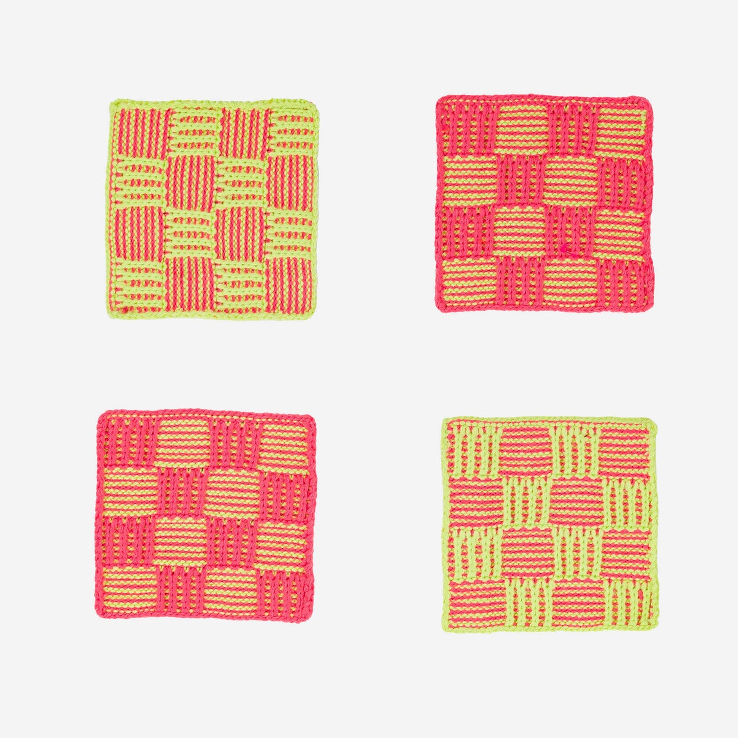 Two-Tone Checkerboard Knit Coaster Set