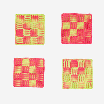 Two-Tone Checkerboard Knit Coaster Set