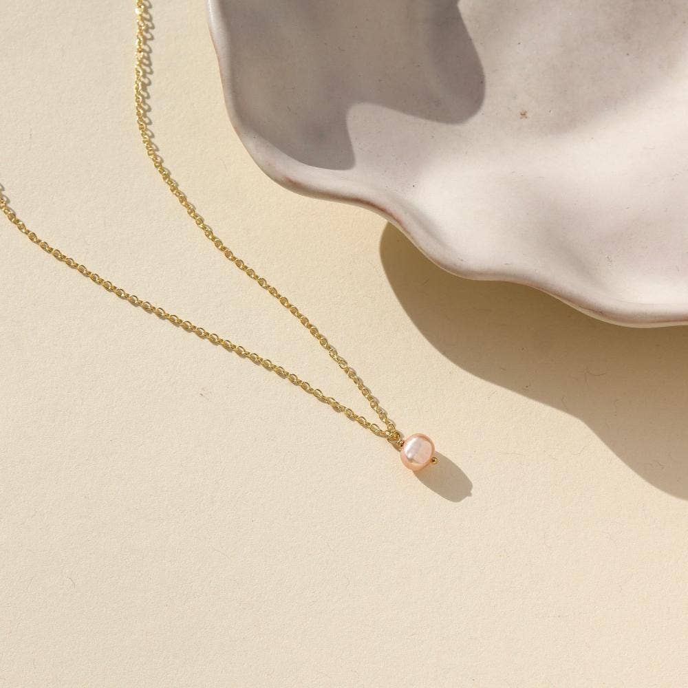 Pink Pearl Necklace in 14k Gold Fill
