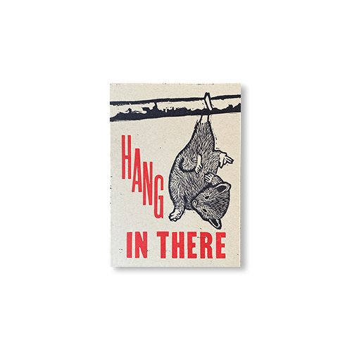 Hang In There Possum 5" x 7" Hand Carved Print