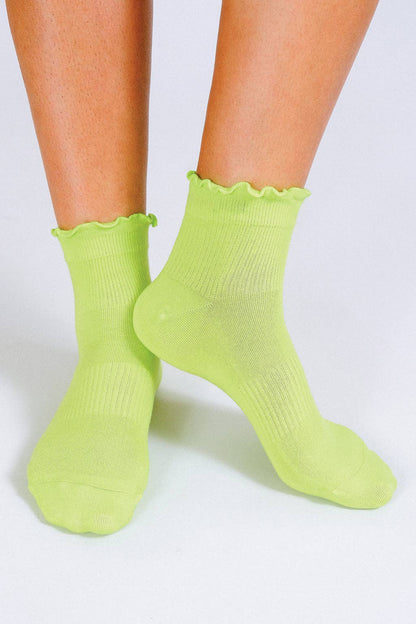 Neon Ruffle Ankle Sock (Women's Sizing)