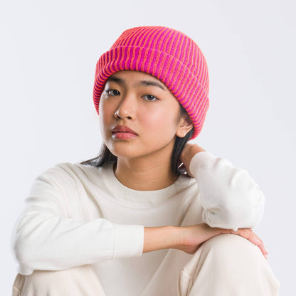 Two-Tone Rib Knit Unisex Beanie