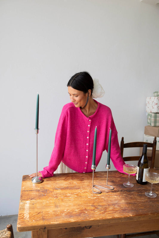 Lightweight Cozy Piper Cardigan by Things Between - Fuchsia