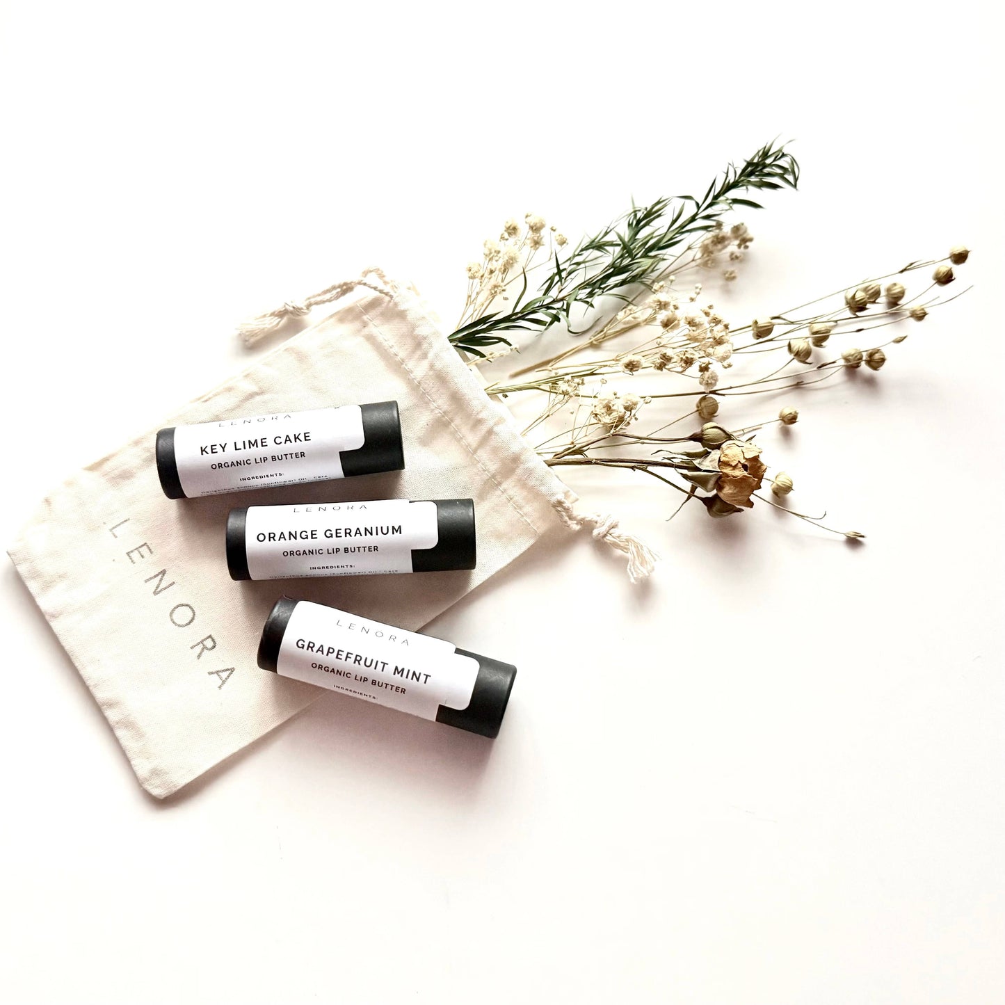 Organic Made in WI Lip Butters - Key Lime, Grapefruit Mint, Orange Geranium