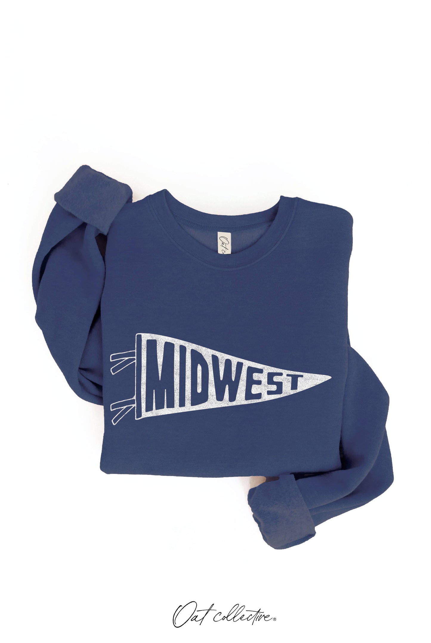 "Midwest" Pennant Super Soft Sponge Fleece Crewneck Sweatshirt in Royal Heather