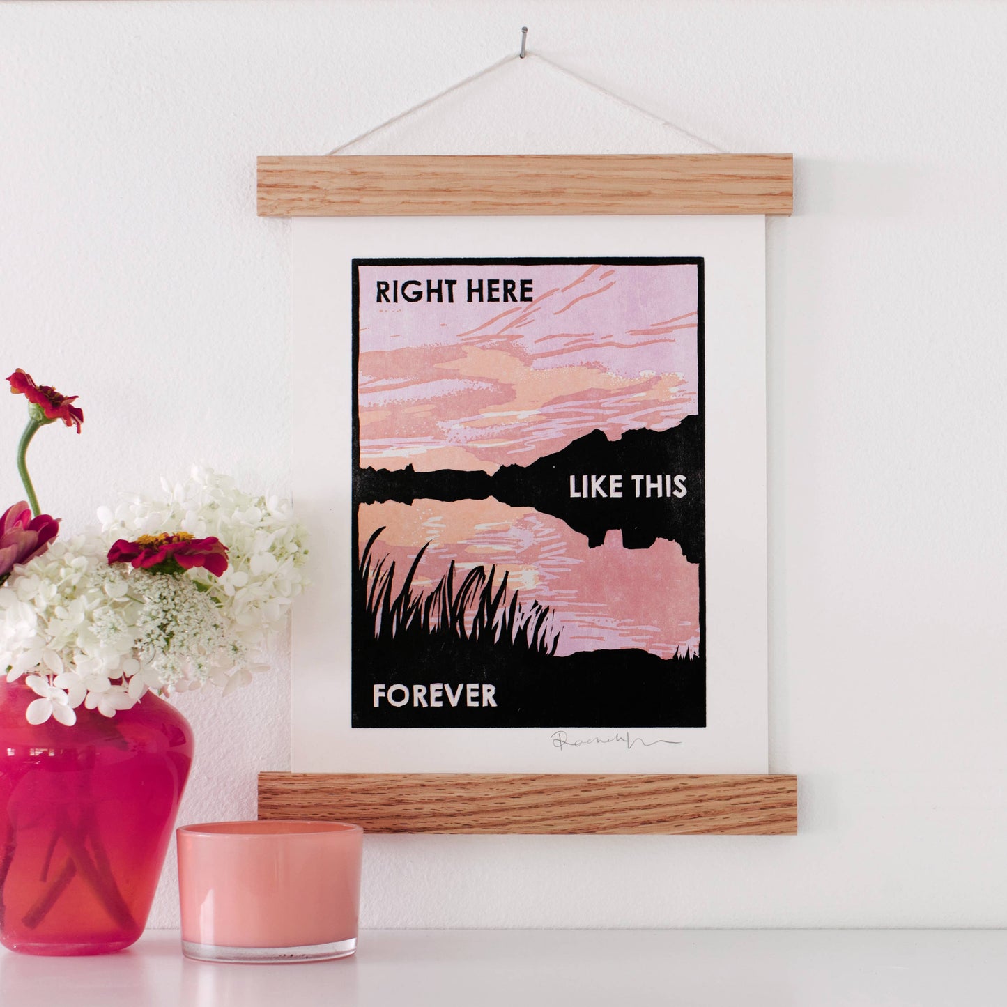 "Right Here Like This Forever" Sunset Letterpress Art Print