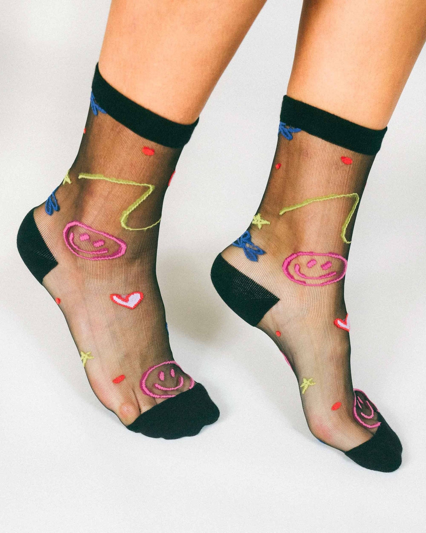 Happy Doodles Sheer Ankle Sock by Hannah Packer (Women's Sizing)