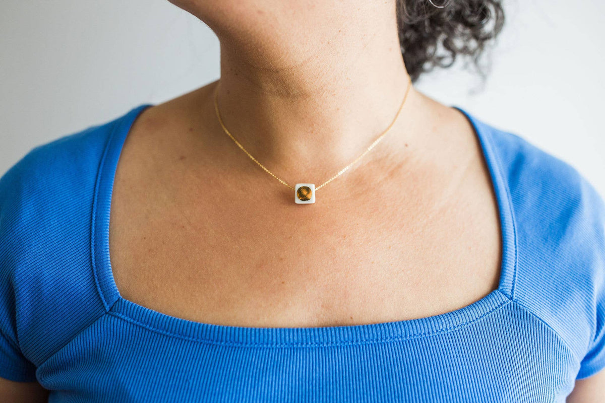 Good Day Sunshine Porcelain and Gold Luster Necklace by Jenna Vanden Brink