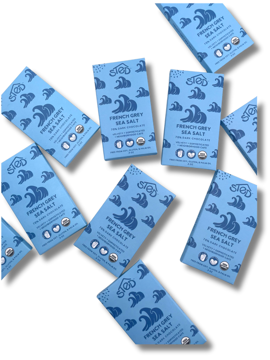 Sted Chocolate Mini Snack Size Bar: French Grey Sea Salt