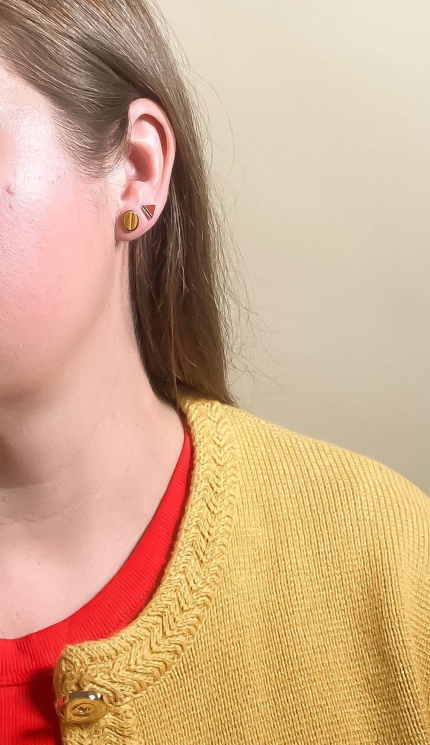 Primary Shapes Set of 4 Mix-and-Match Studs with Red Jasper, Tiger's Eye, Lapis, and Malachite