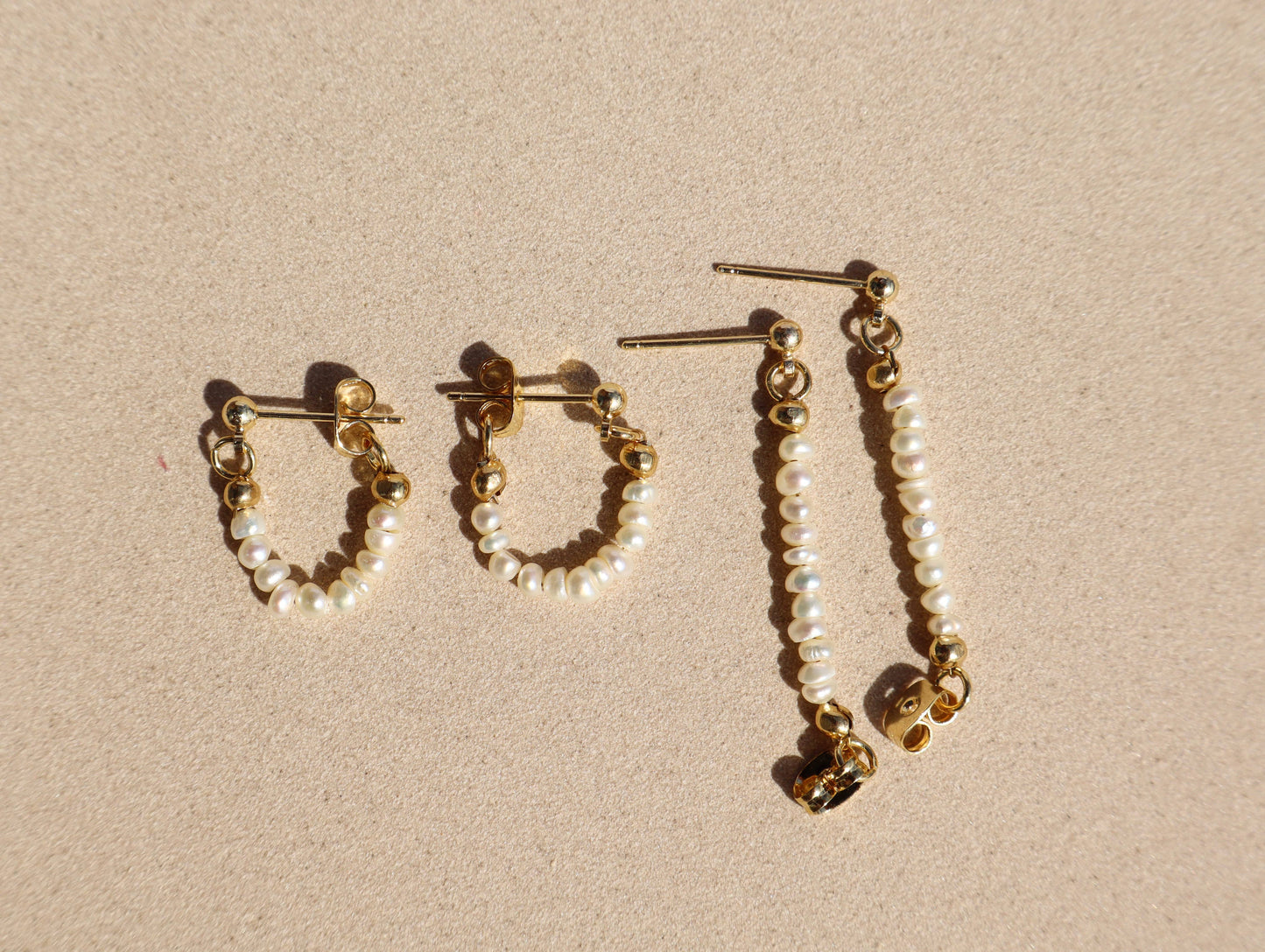 14k Gold Fill Dainty Freshwater Pearl Hoop Earrings
