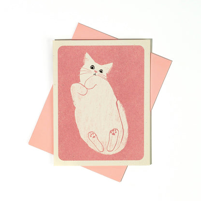 Cat on Glass Risograph Card