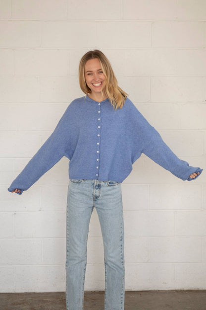 Lightweight Cozy Piper Cardigan by Things Between - Dusty Blue