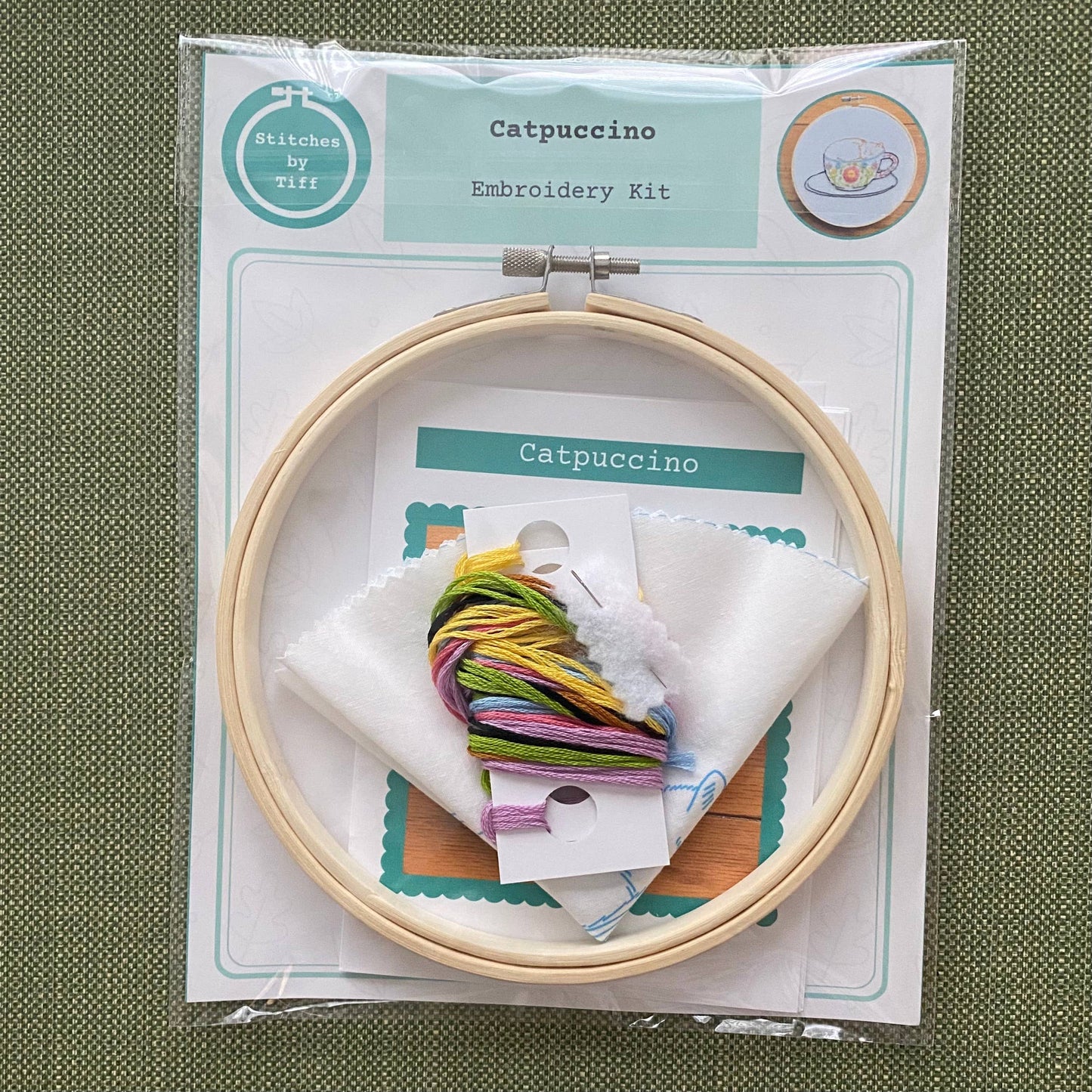 "Catpuccino" Craft DIY Coffee Cat Embroidery Kit