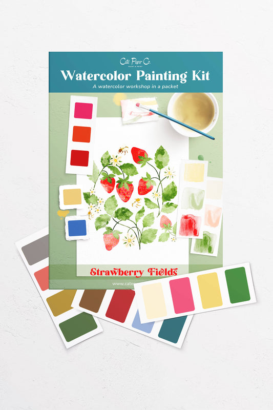 Strawberry Fields Watercolor Painting Kit (Beginner Friendly)
