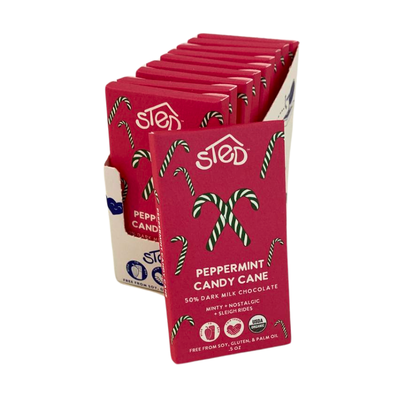 Sted Chocolate Mini Snack Size Bar: Peppermint Candy Cane
