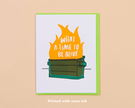 Dumpster Fire Letterpress Greeting Card