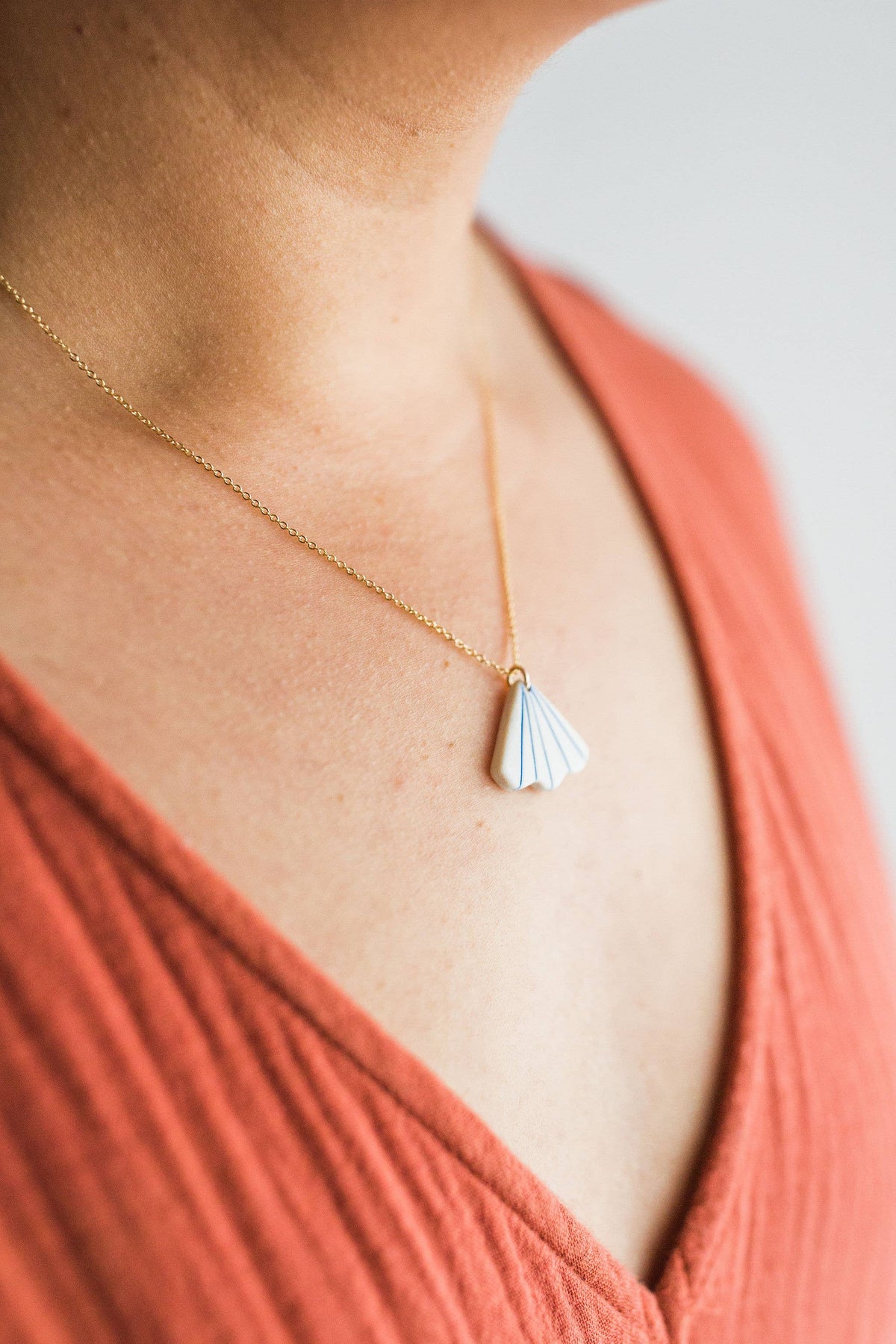 Striped Petal Porcelain Pendant by Jenna Vanden Brink