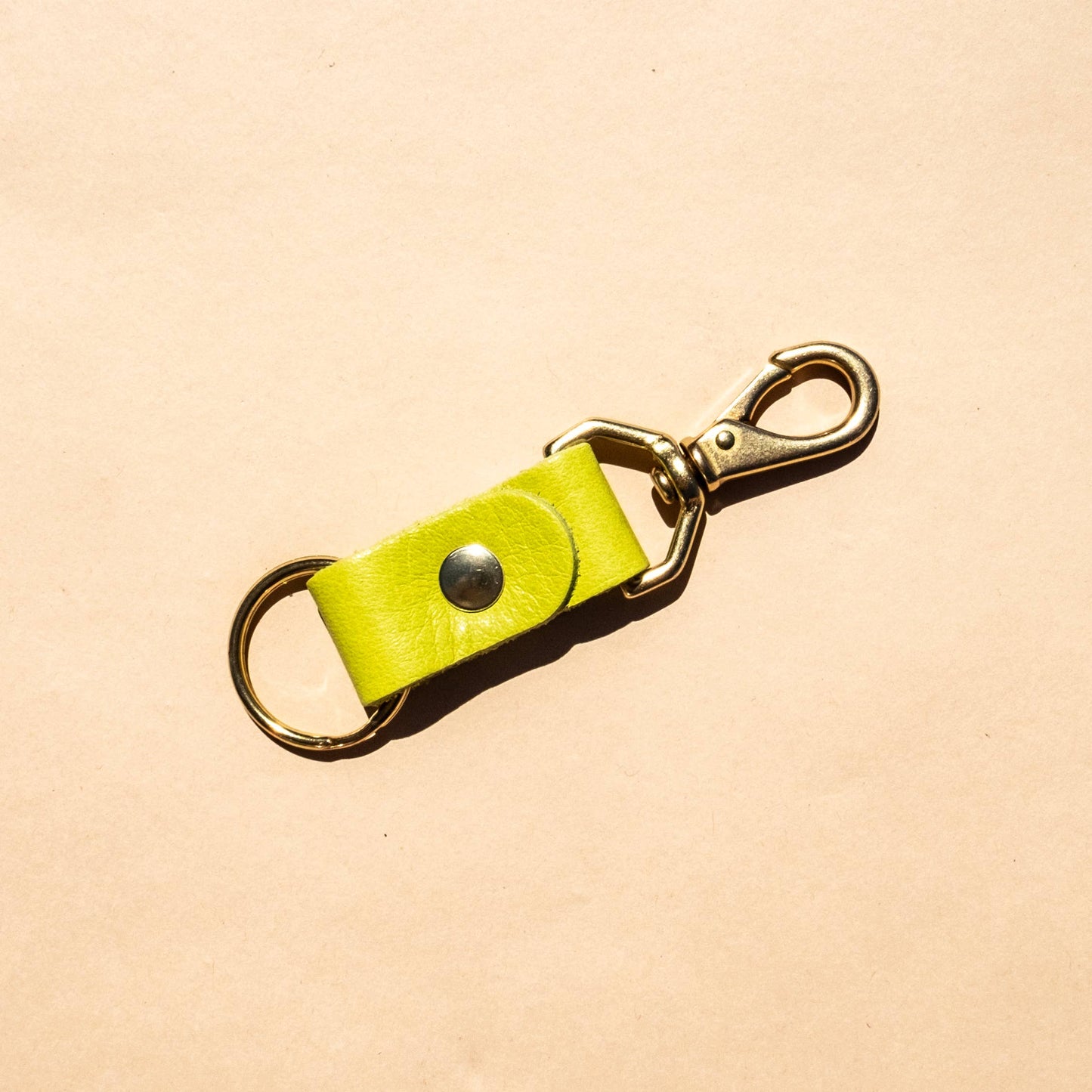 Leather Keychain - Chartreuse Leather