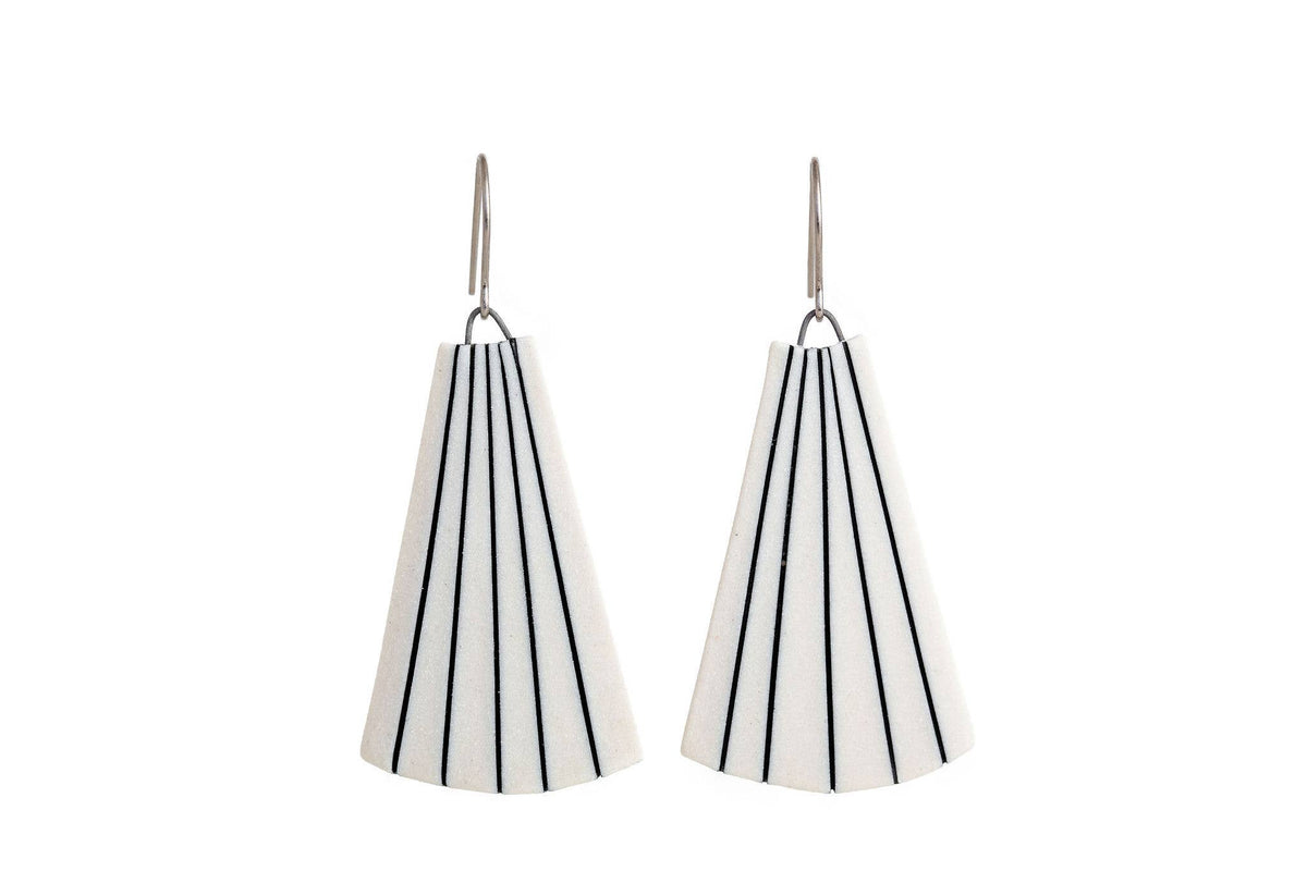 Pinstripe Fan Porcelain Drop Earrings by Jenna Vanden Brink