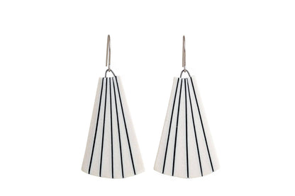 Pinstripe Fan Porcelain Drop Earrings by Jenna Vanden Brink