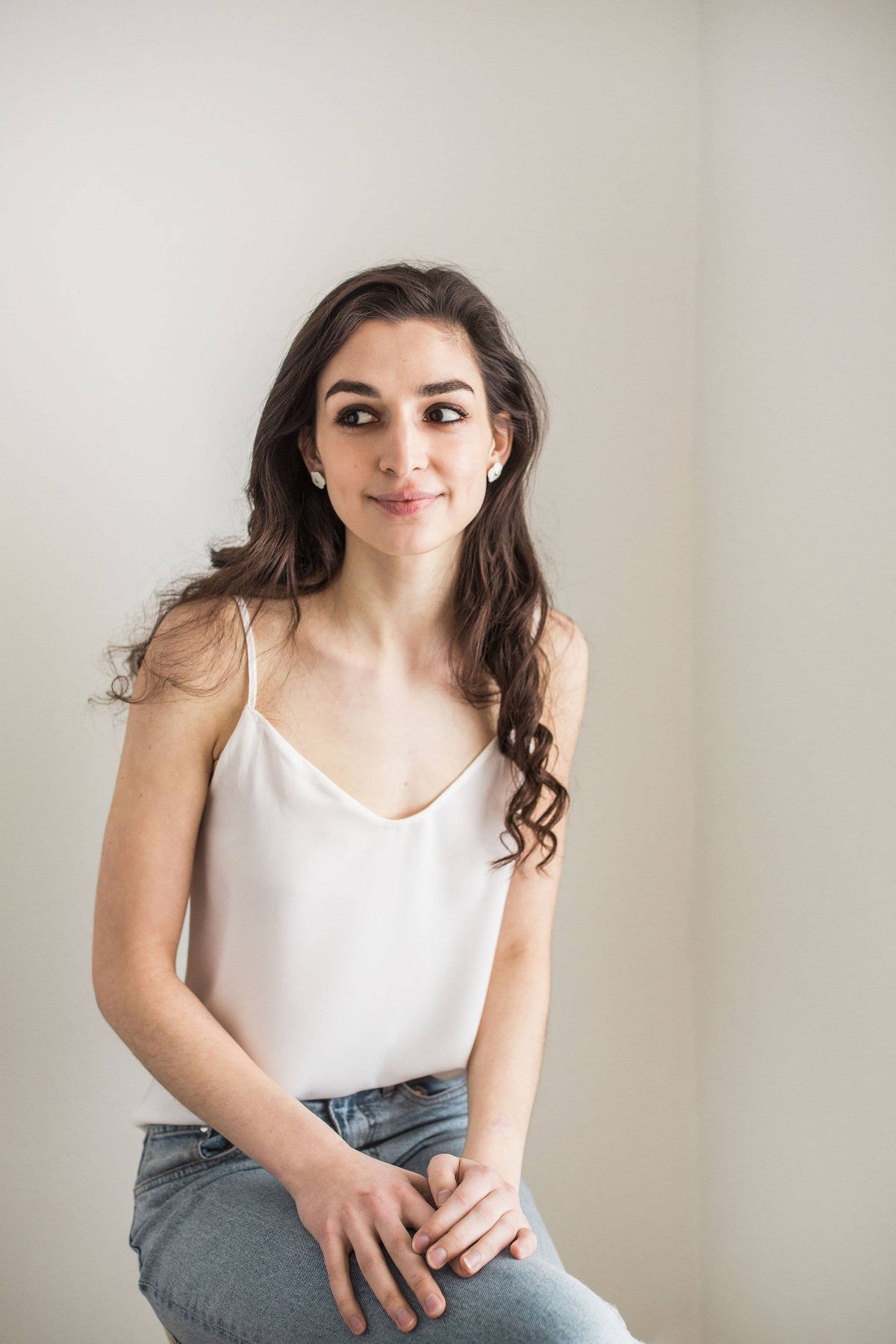 Flower Stud Earrings in Porcelain and Gold Luster by Jenna Vanden Brink