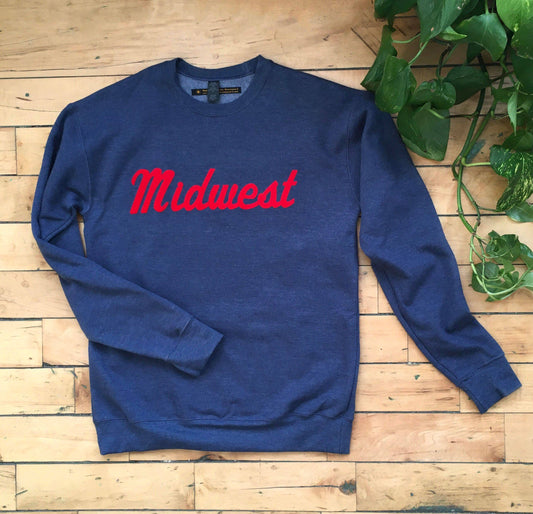 Flocked "Midwest" Unisex Crewneck Sweatshirt