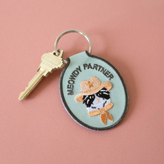 "Meowdy Partner" Embroidered Patch Keychain