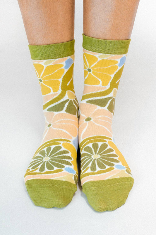 Flowers Knit Ankle Sock by Soulshine Co (Women's Sizing)