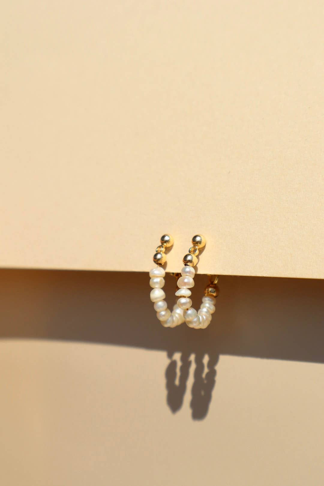 14k Gold Fill Dainty Freshwater Pearl Hoop Earrings