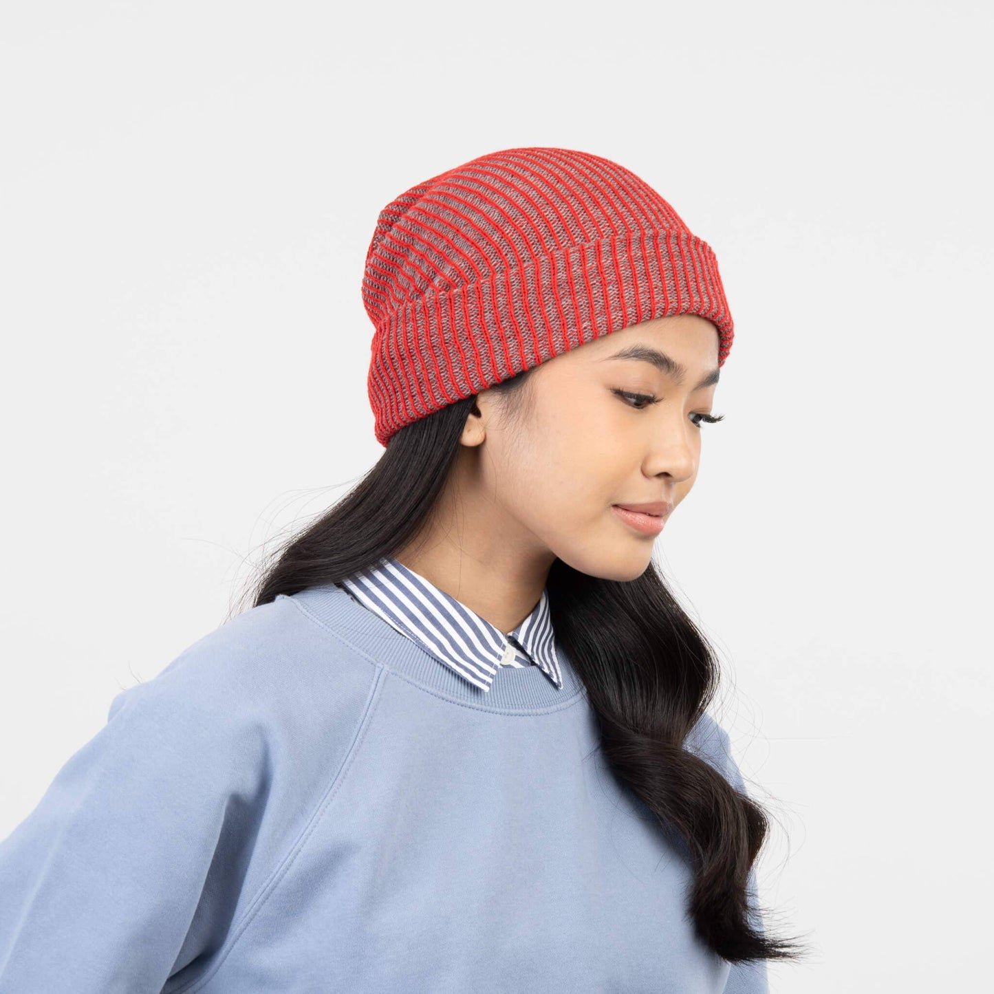 Two-Tone Rib Knit Unisex Beanie