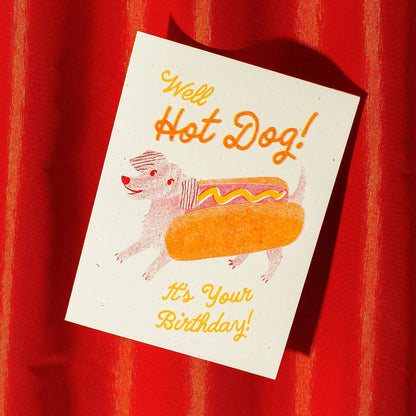 Hot Dog Risograph Birthday Card