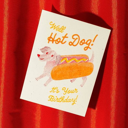 Hot Dog Risograph Birthday Card