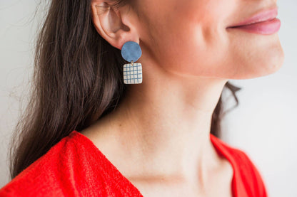 Lattice Porcelain Drop Earrings in Thistle Blue by Jenna Vanden Brink