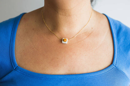 Good Day Sunshine Porcelain and Gold Luster Necklace by Jenna Vanden Brink