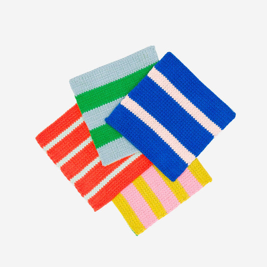 Patchwork Stripe Knit Coaster Set