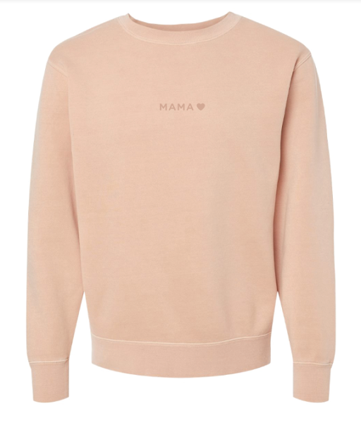 Mama ❤️ Pink Embroidered Crew (Pigment Dusty Pink)
