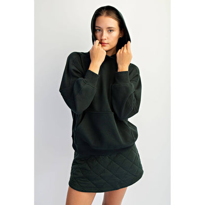 Fleeced Terry Oversized Hoodie - Dark Cherry