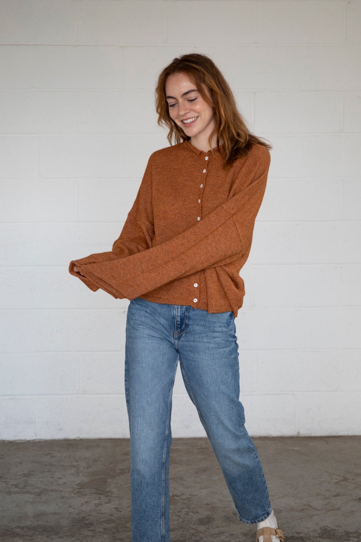 Lightweight Cozy Piper Cardigan by Things Between - Rust