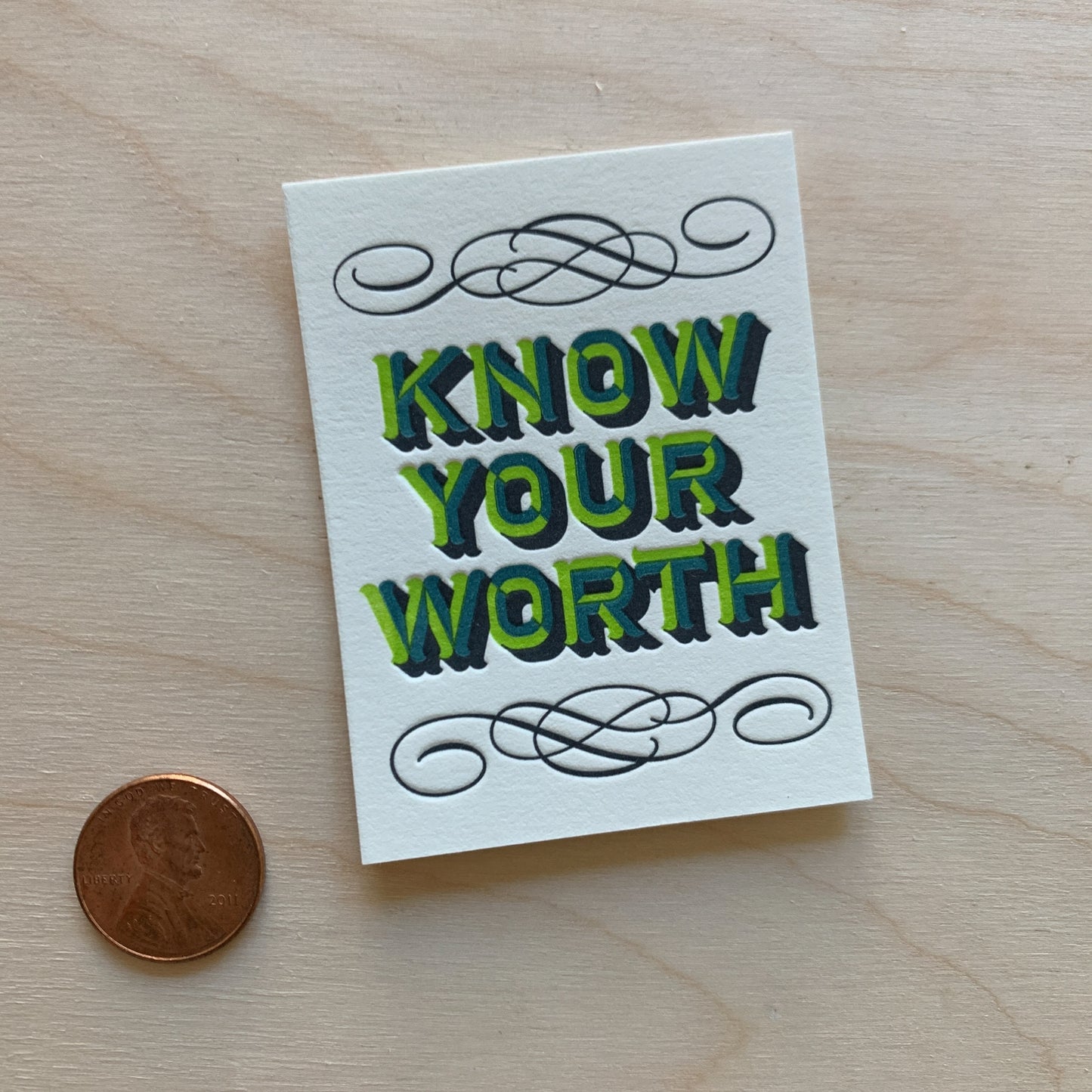 Know Your Worth - Mini Letterpress Print
