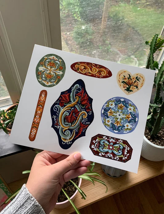 Rosemaling Shapes 8"x10" Print by Stoughton-Raised Artist Chandler Hougan