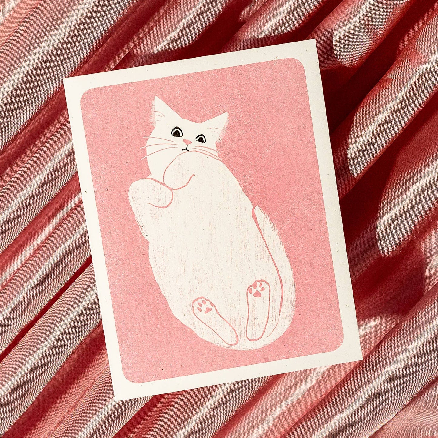 Cat on Glass Risograph Card