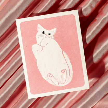 Cat on Glass Risograph Card