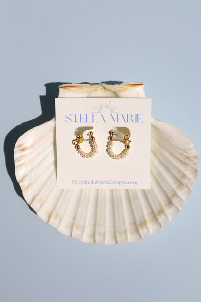 14k Gold Fill Dainty Freshwater Pearl Hoop Earrings
