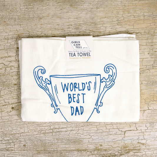 World's Best Dad Trophy Tea Towel