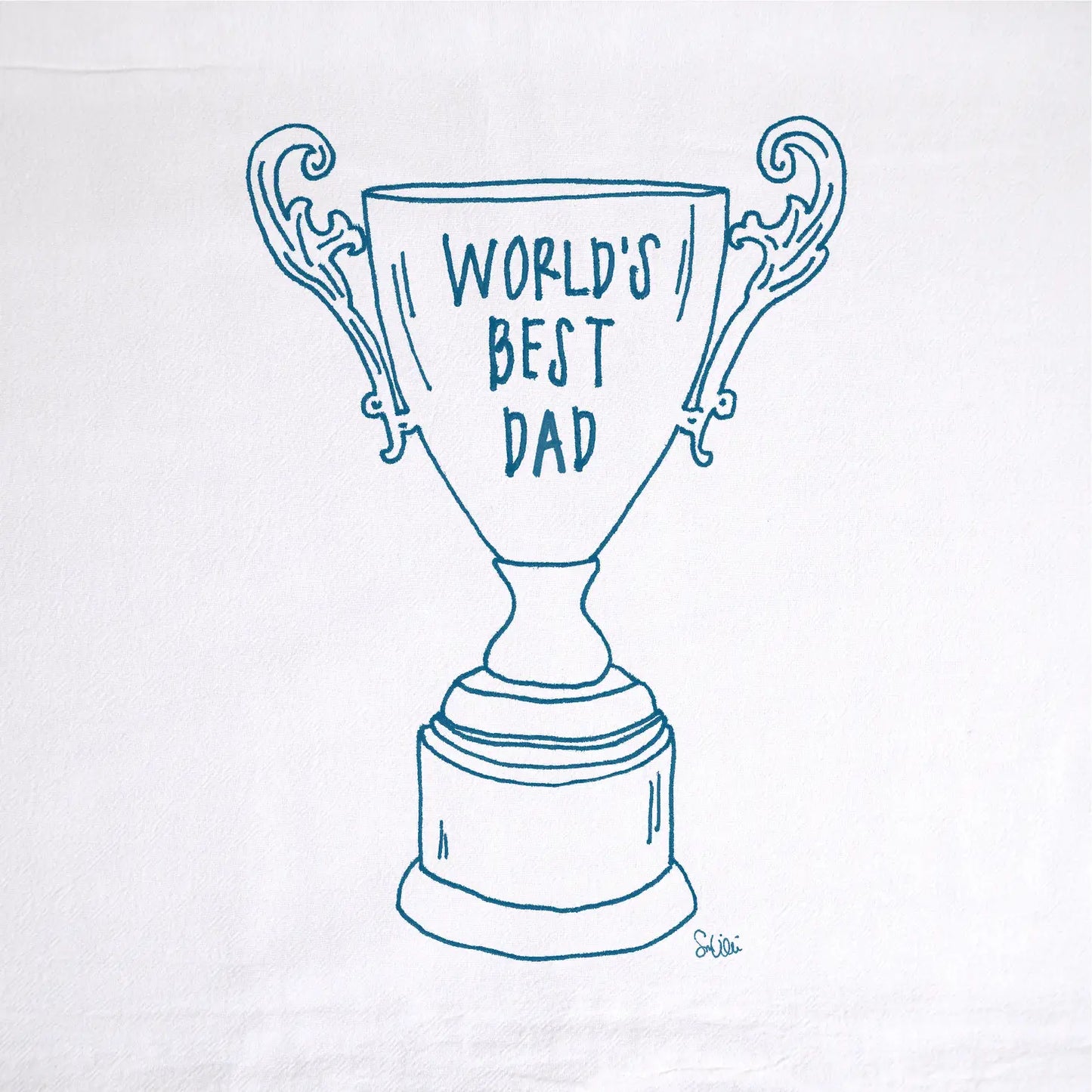 World's Best Dad Trophy Tea Towel