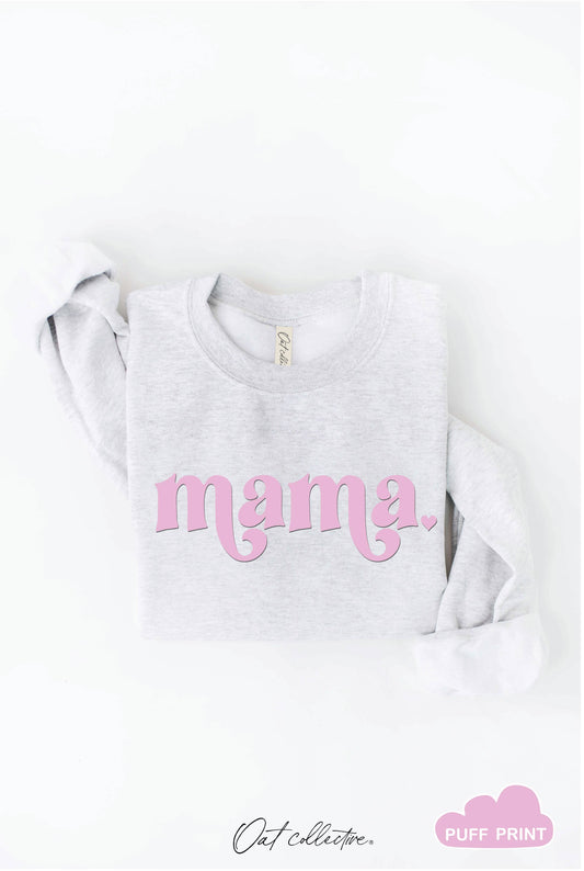 "Mama" Puff Print Graphic Crewneck Sweatshirt