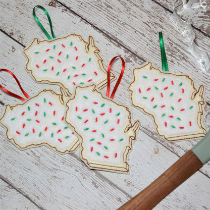 Wisconsin Sugar Cookie Embroidered Felt Christmas Ornament